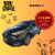 Schwarzes Auto mit rotem und schwarzem Text.