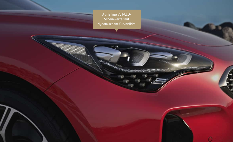 Kia Stinger bei Auto Stahl Scheinwerfer