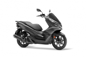 Honda PCX bei Auto Stahl Seitenansicht Grau Schwarz