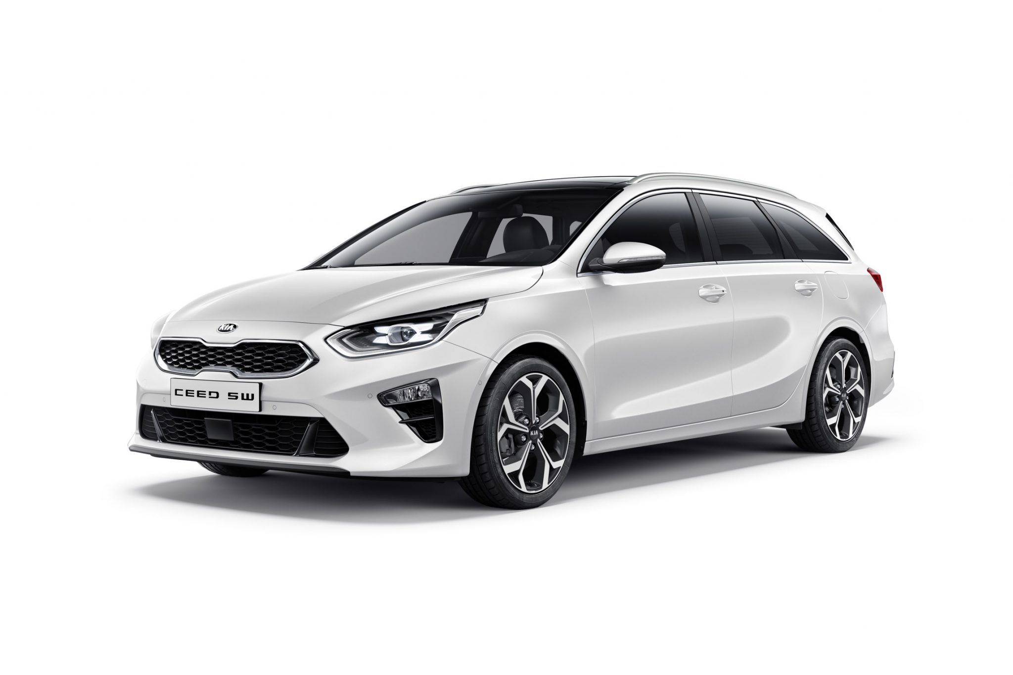 Kia c'eed SW 2019 Auto Stahl Seitenansicht Weiß Front