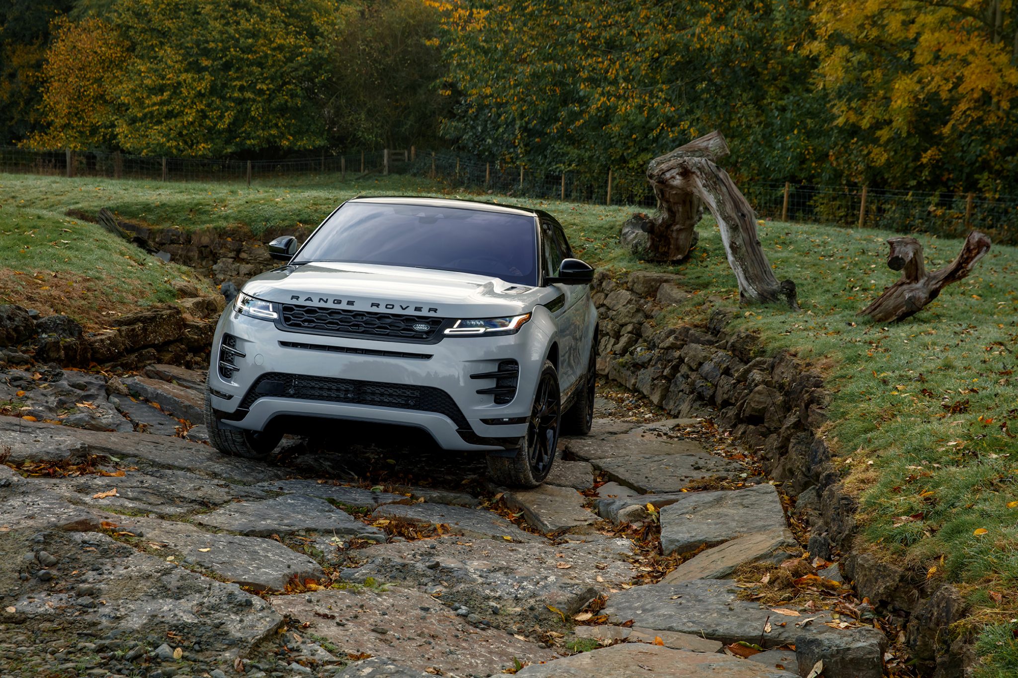 Range Rover Evoque 2019 Frontansicht Outdoor Bergauf
