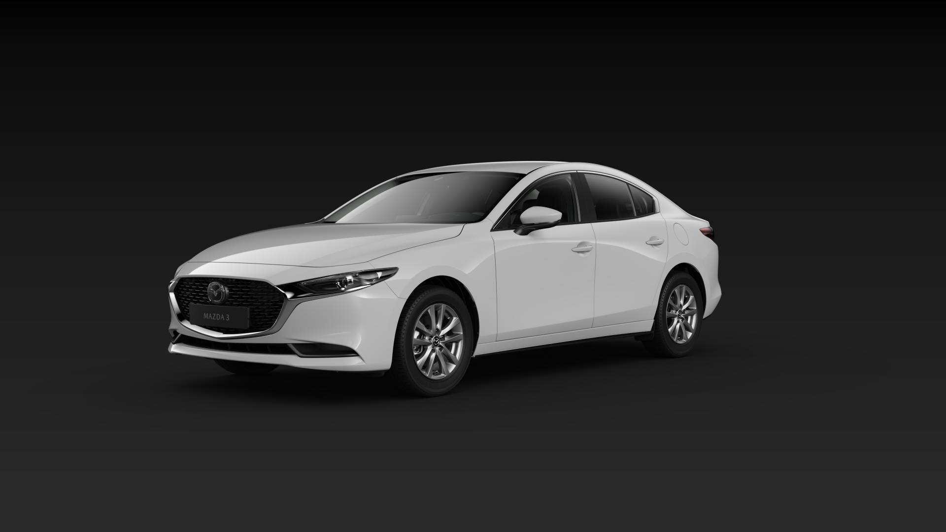 Mazda3 Sedan schräge Heckansicht Modellfarbe weiß