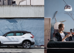 Volvo XC40, urbane Umgebung, Modellfarbe weiß mit junger Frau