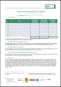 Formular zur Förderabrechnung E-Mobility 2021