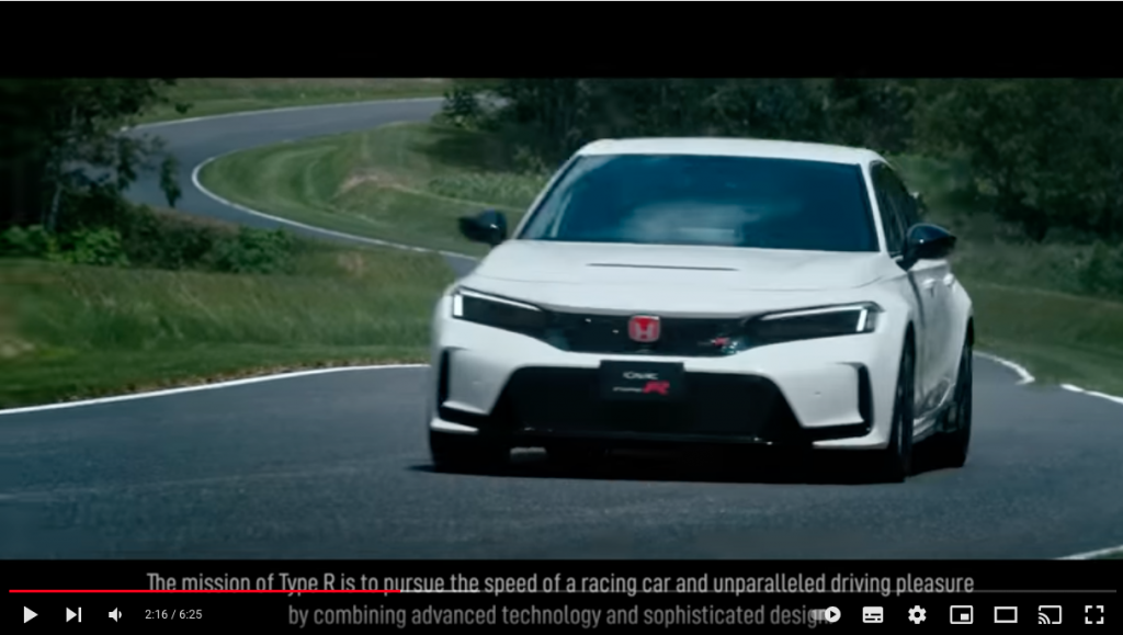 Screenshot Contentvideo Landingpage Honda Civic Type R 