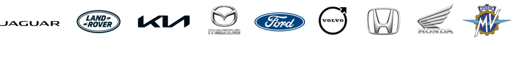 Auto Stahl Markenleiste und Logoleiste: Jaguar, Land Rover, Honda, Kia, Volvo, Mazda, Ford, Honda Motorrad und MV Agusta