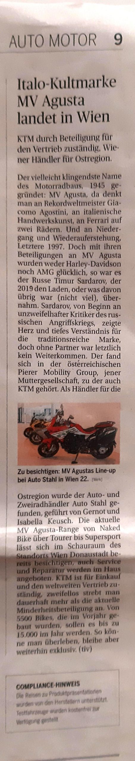 20230728 PR Die Presse Auto Motor - Italo Kultmarke landet in Wien